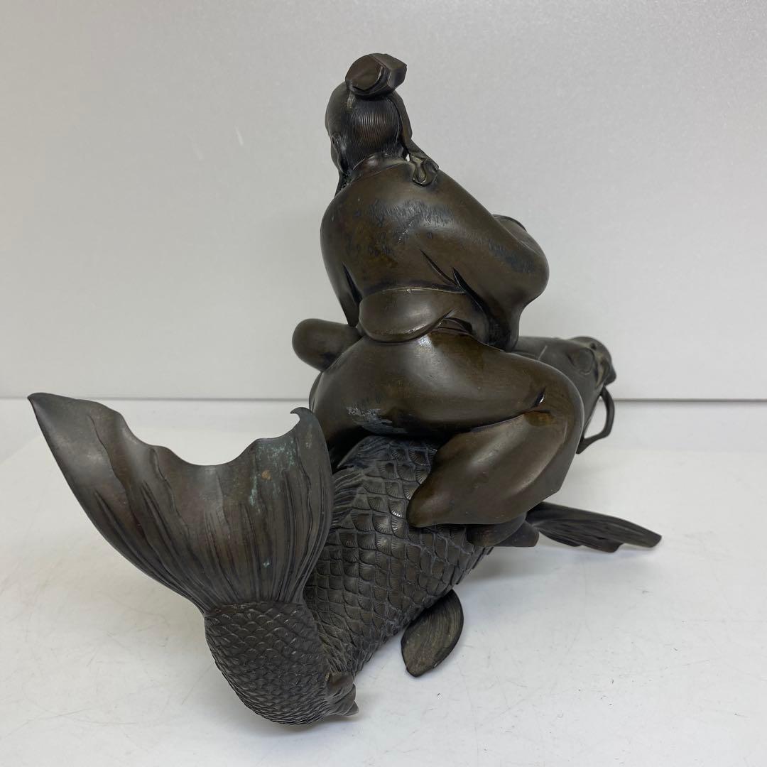 古銅　鯉仙人　大香炉　3859g トコサ　東さ7-1207②