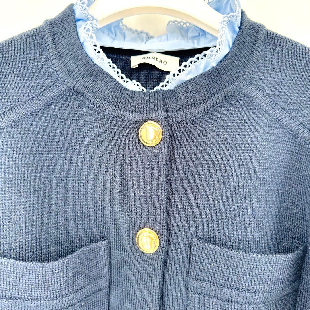 新品 SANDRO サンドロ ニットカーディガン ネイビー マリン 国内未発売