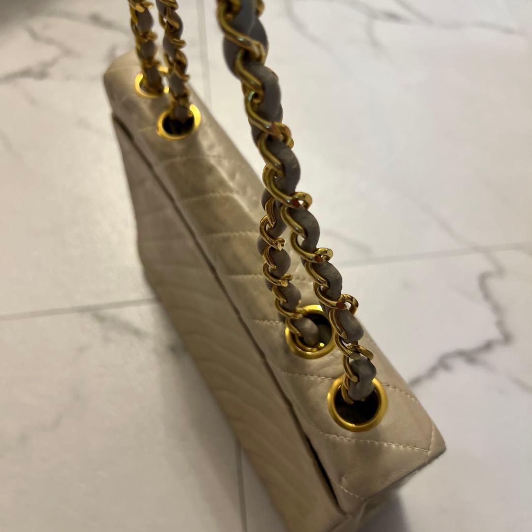 【超希少】CHANELシャネルベージュラムスキンショルダーバッグ ヴィンテージ