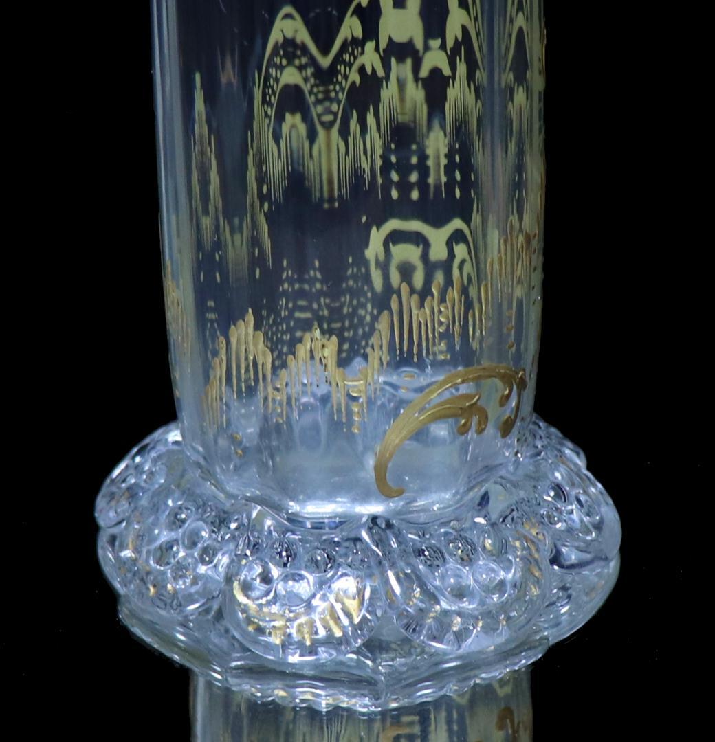 オールド・バカラ 1890年頃 多面体 花弁台座大型金彩盛り上げ花瓶 30cm