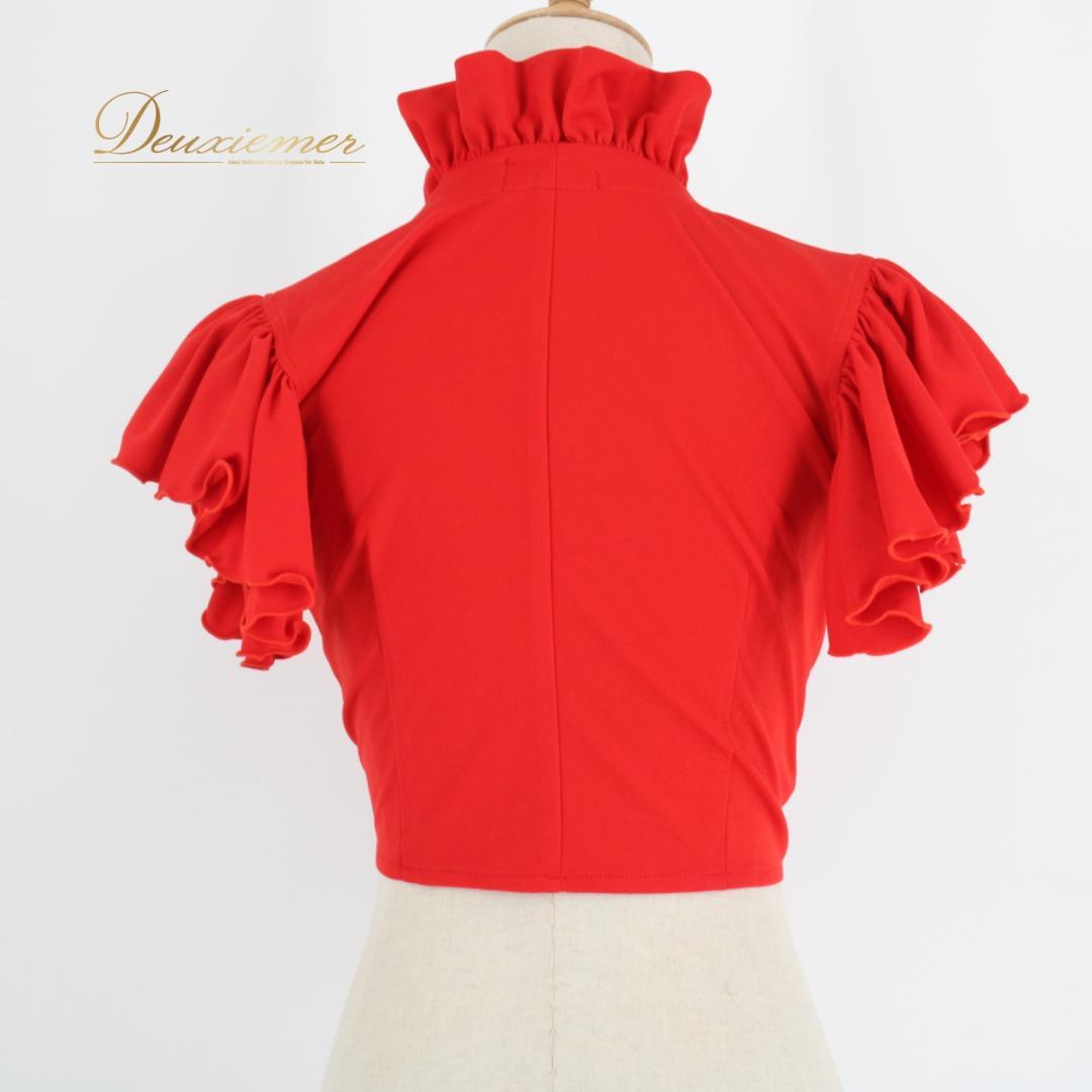 【美品 フラメンコ衣装】レッド SONIA JOHNES ブラウス トップス 赤