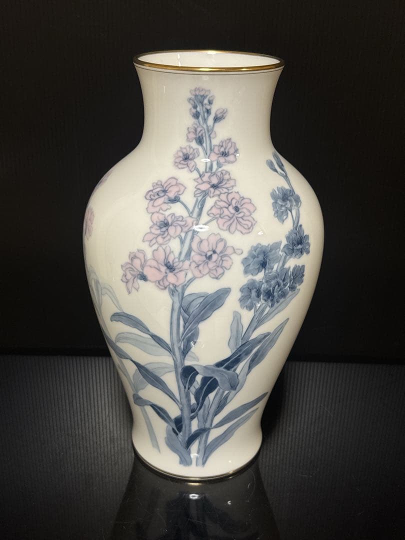 大型 大倉陶園 OKURA 彩色花図 花瓶