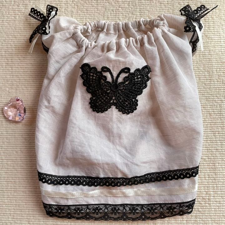 アイリッシュリネンの黒ちょうちょ　ハンドメイド犬服