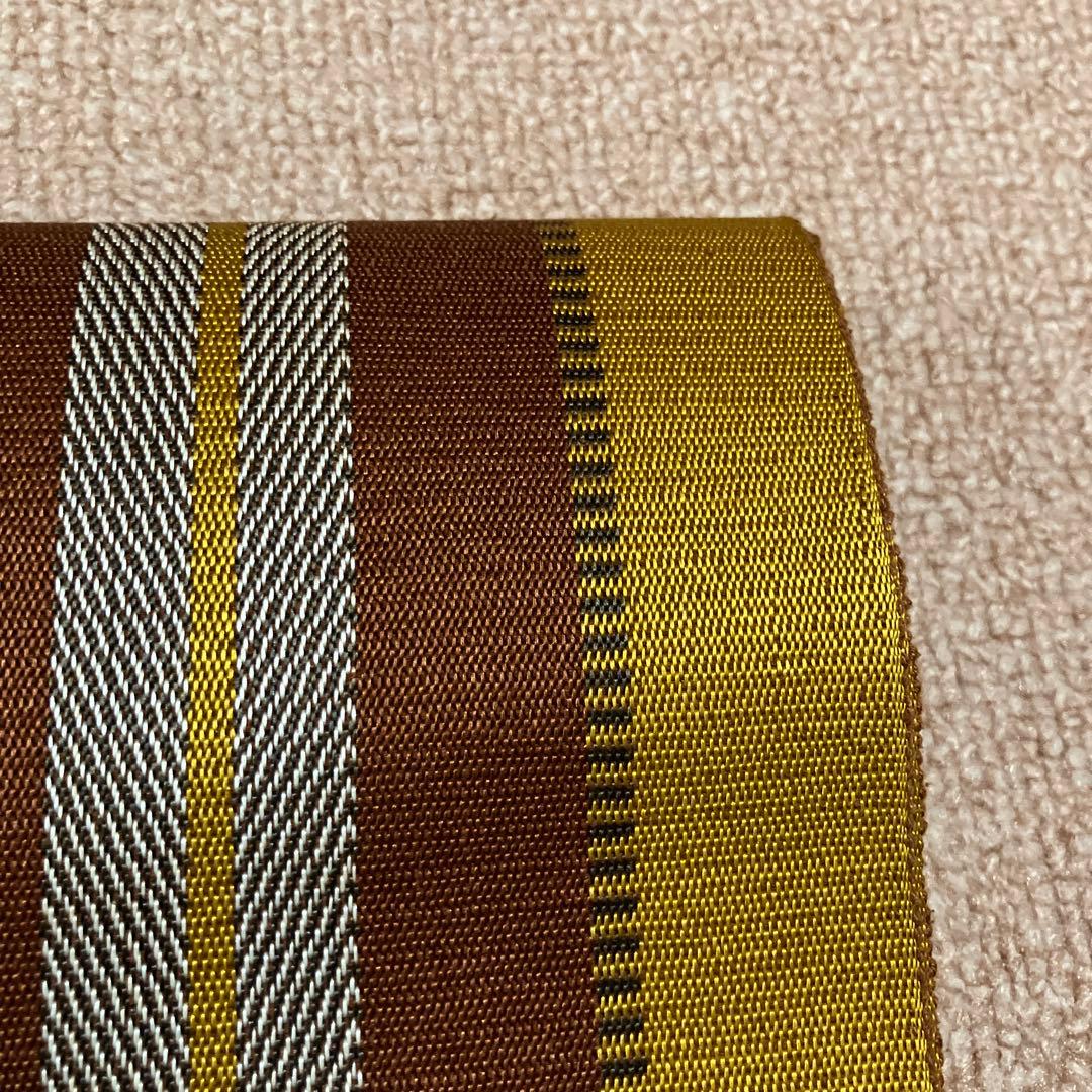 ④ 黄八丈　八寸名古屋帯　未仕立て　苅安　縞