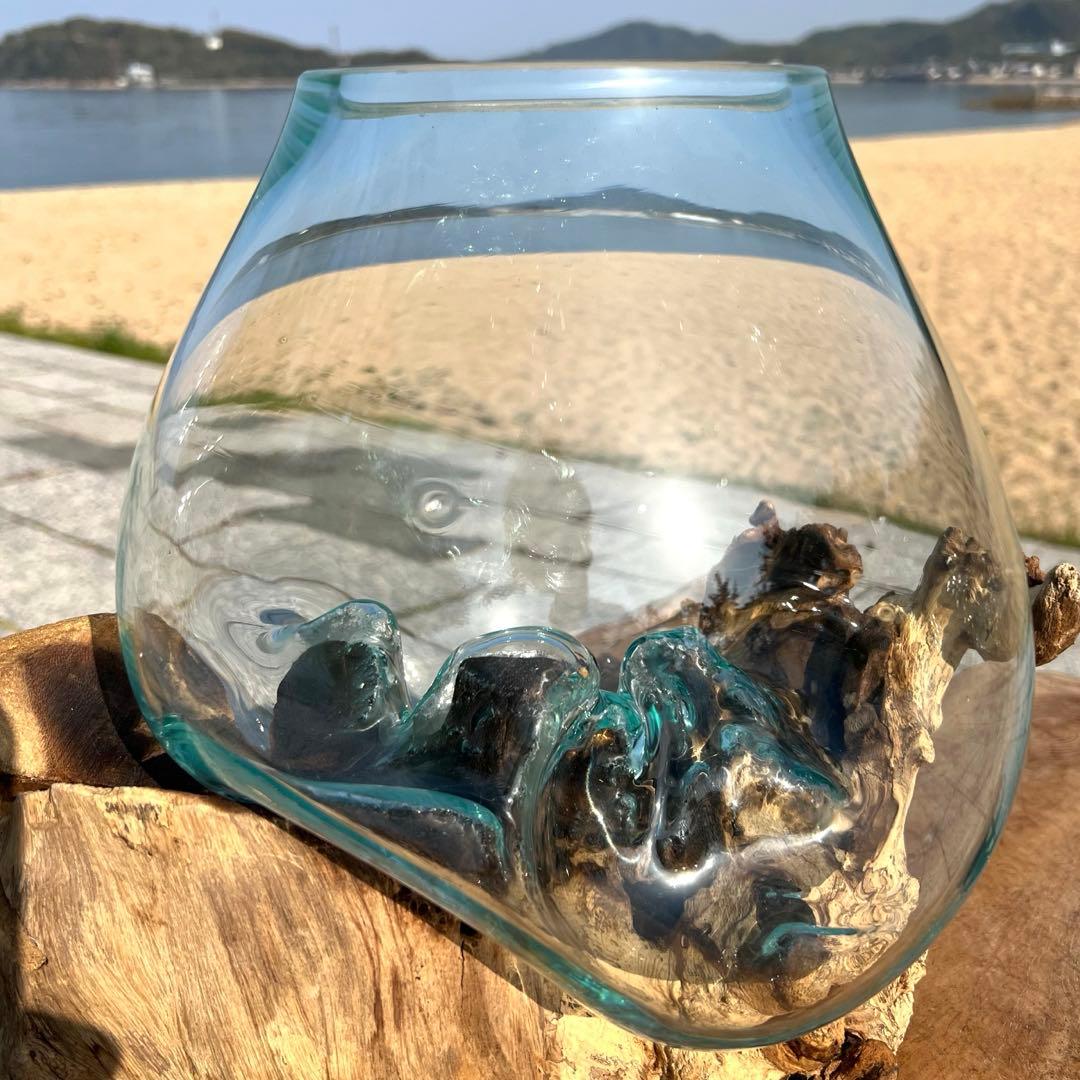 流木ガラスオブジェ特大E 花瓶 金魚鉢 テラリウム フラワーポット 水槽 アート