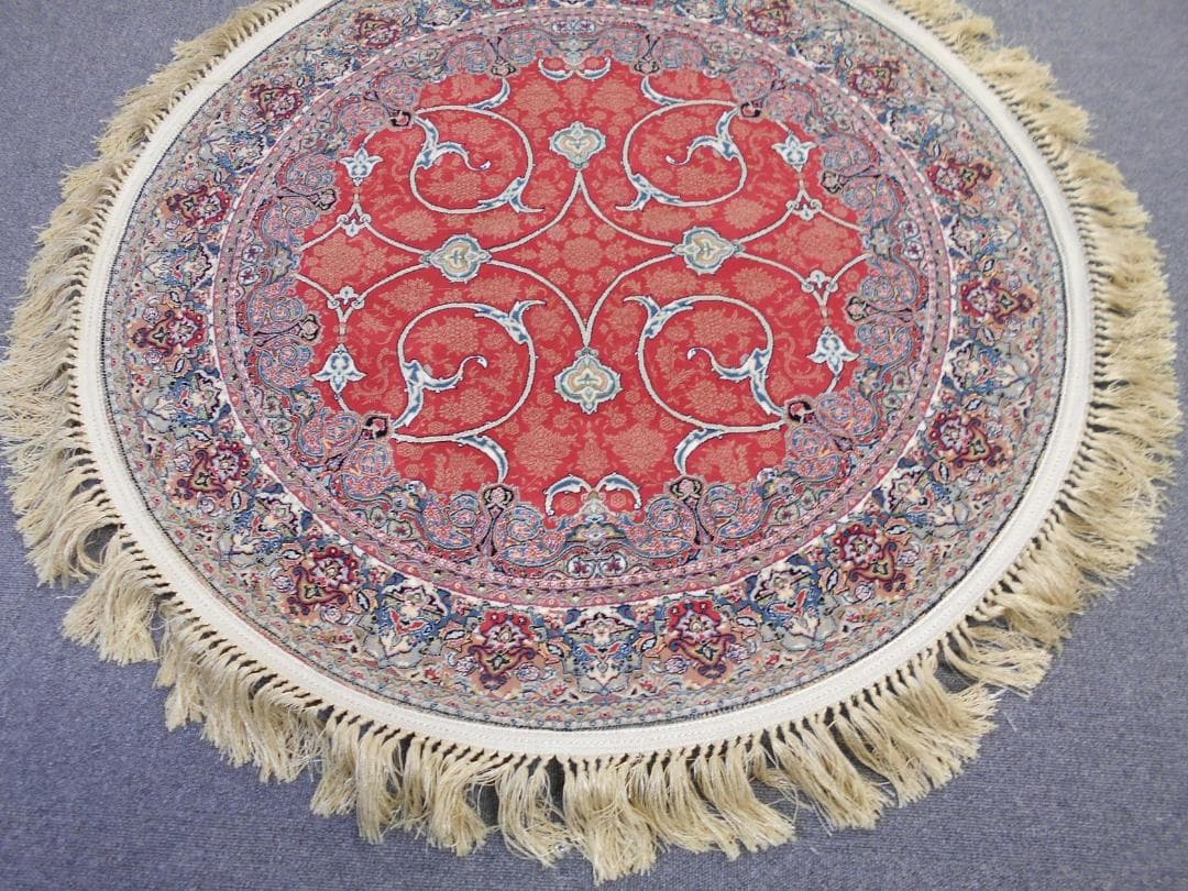 144万ノット！ 本場イラン産、高密度織 絨毯！円形 200cm‐201541