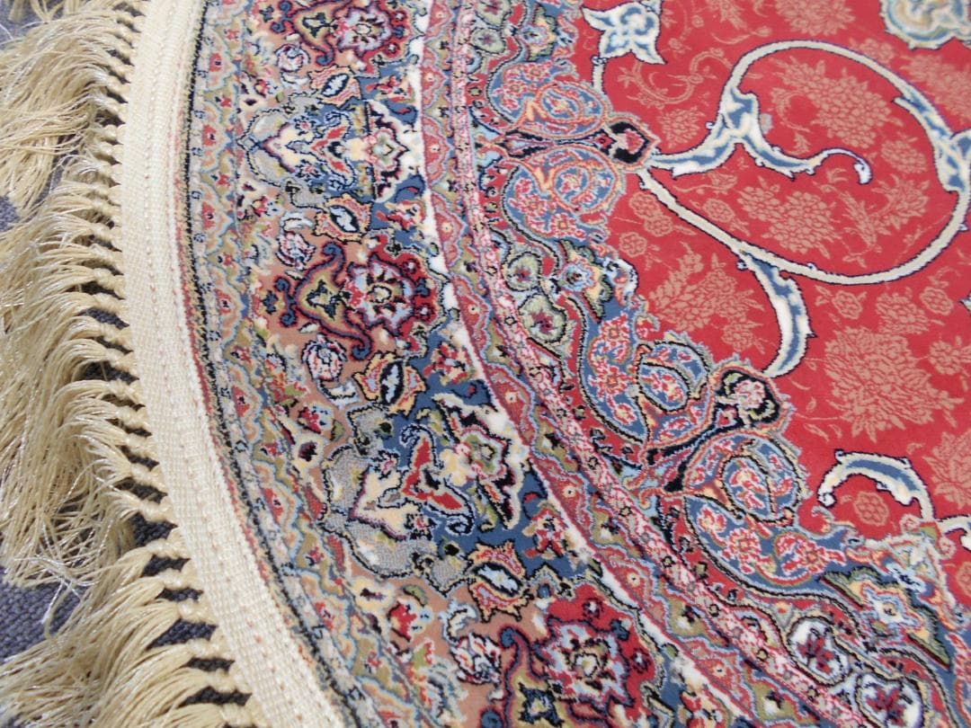 144万ノット！ 本場イラン産、高密度織 絨毯！円形 200cm‐201541