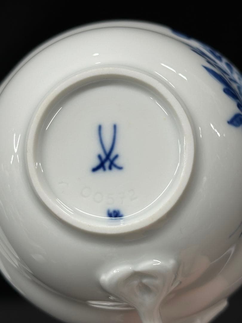 【USED美品】meissen マイセン　青い花　トリオ　C&S プレート