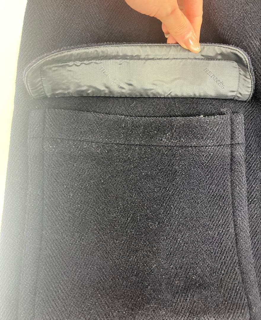 HERMES エルメス ヴィンテージ ダッフルコート ネイビー 52