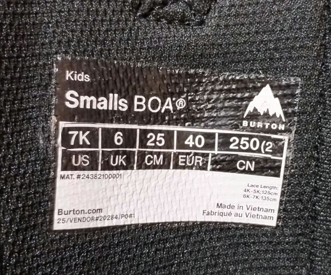 BURTON Smalls BOAブーツ 7K(25cm) 新品未使用
