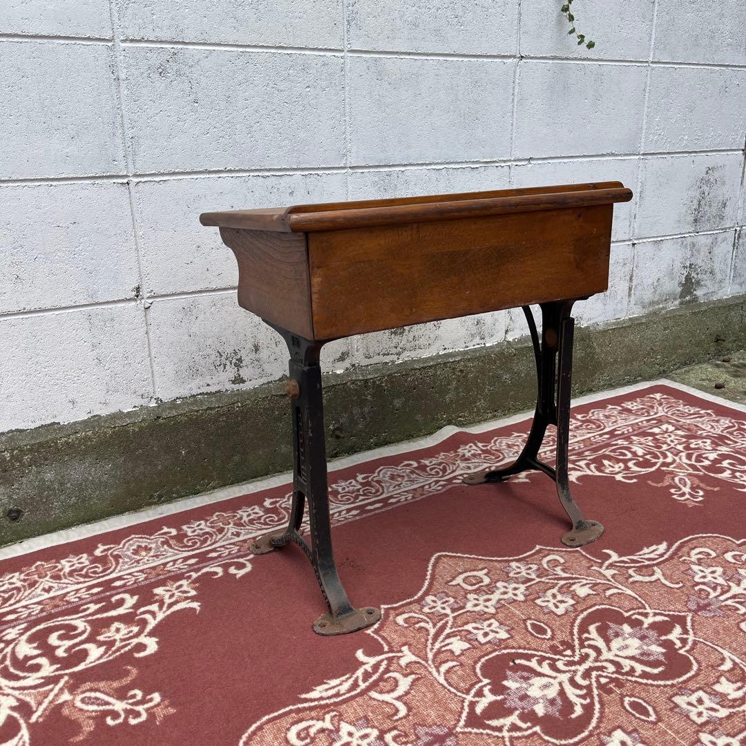 USA製 ビンテージ品◾️鉄脚アイアンレッグ×木製天板 スクールデスク 机