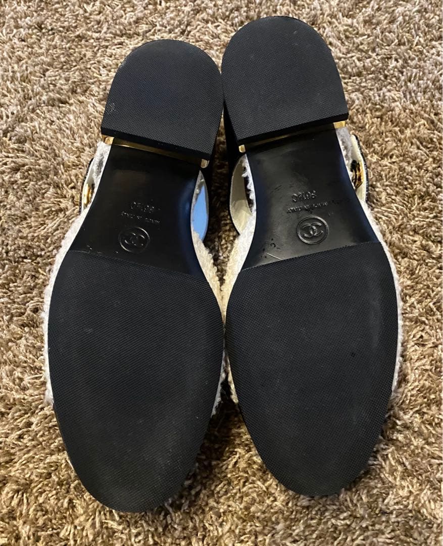 シャネル　ツイードバレリーナ　美品36ハーフ