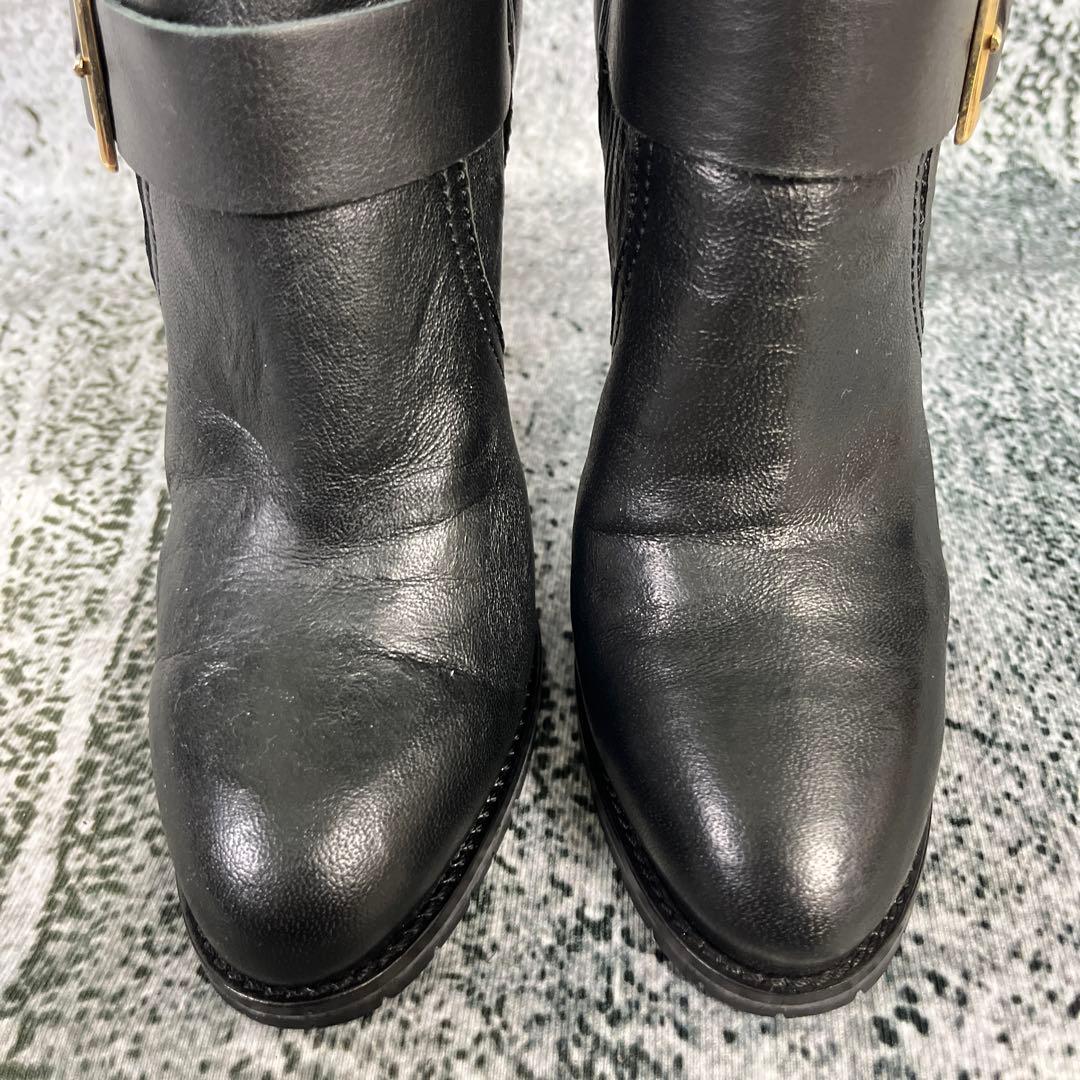 美品 ジミーチュウ エンジニアブーツ ピンヒール ブラック レザー バックル