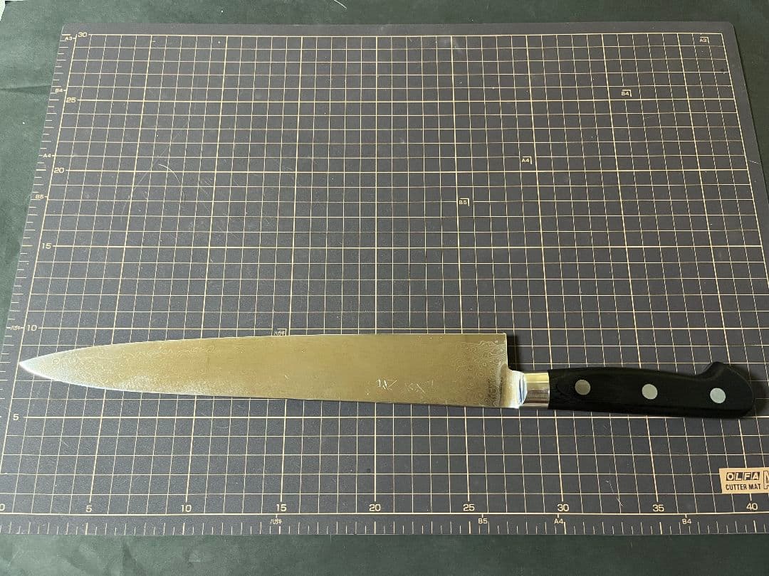 龍泉刃物 梵天雲龍 筋引 包丁 刃渡り27cm V 金10号 ニッケルダマスカス