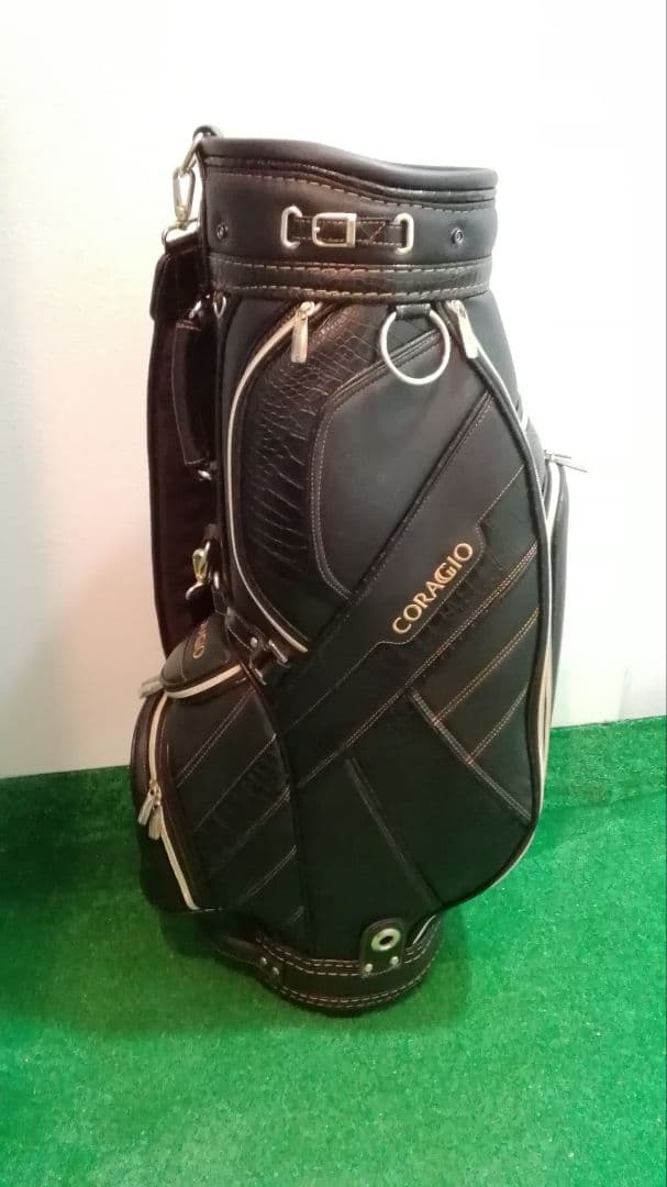 CORAGIO コラッジオ　ワニ柄 キャディバッグ　ブラック　型押し