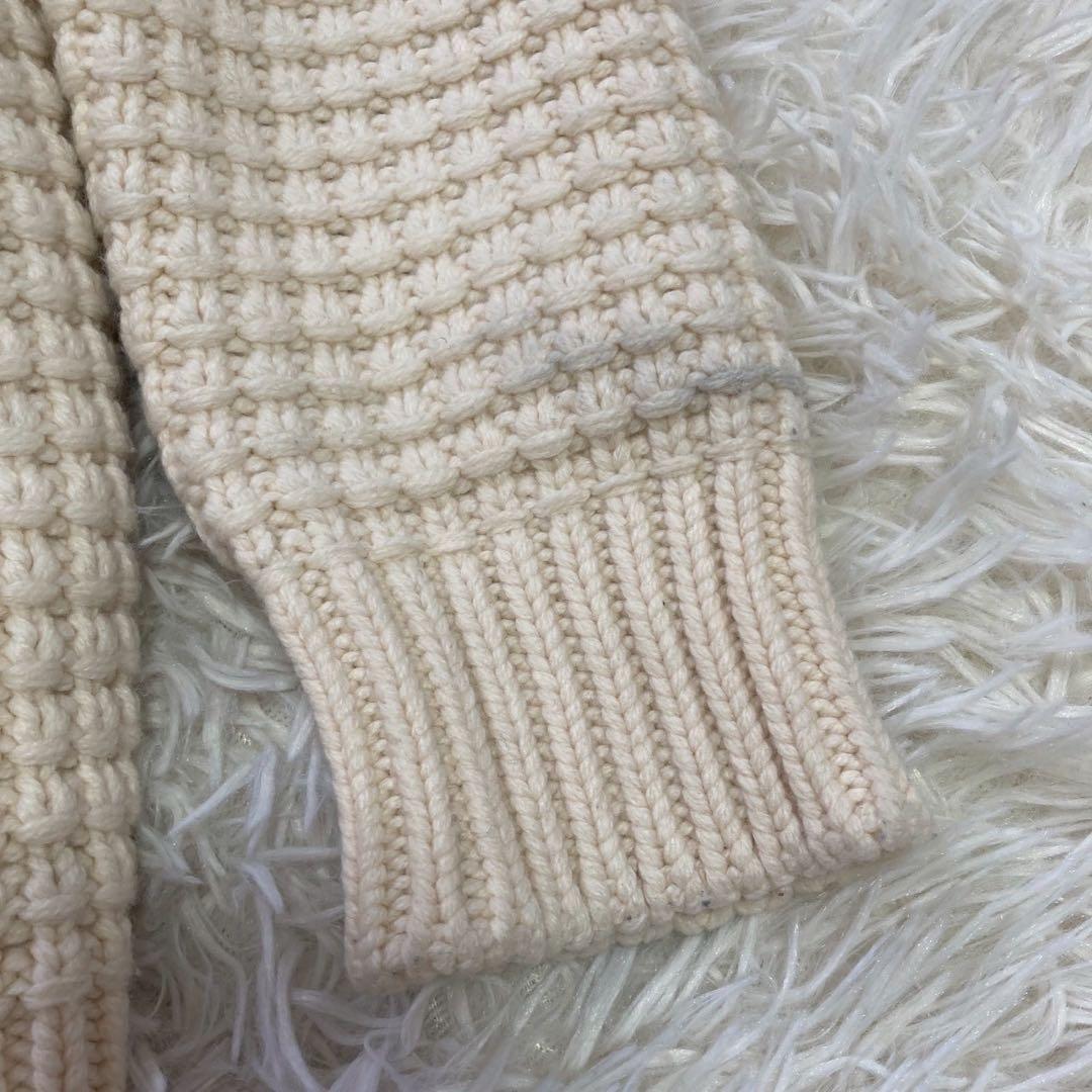 Bark ニットコート アイボリー S フード付き カジュアル ダッフル風