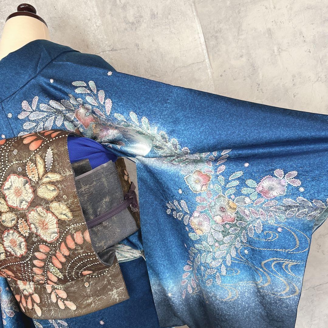 訪問着フルセット　辻ヶ花　着物　正絹　豪華　華やか　青　p2