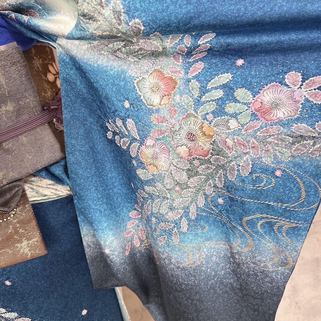 訪問着フルセット　辻ヶ花　着物　正絹　豪華　華やか　青　p2