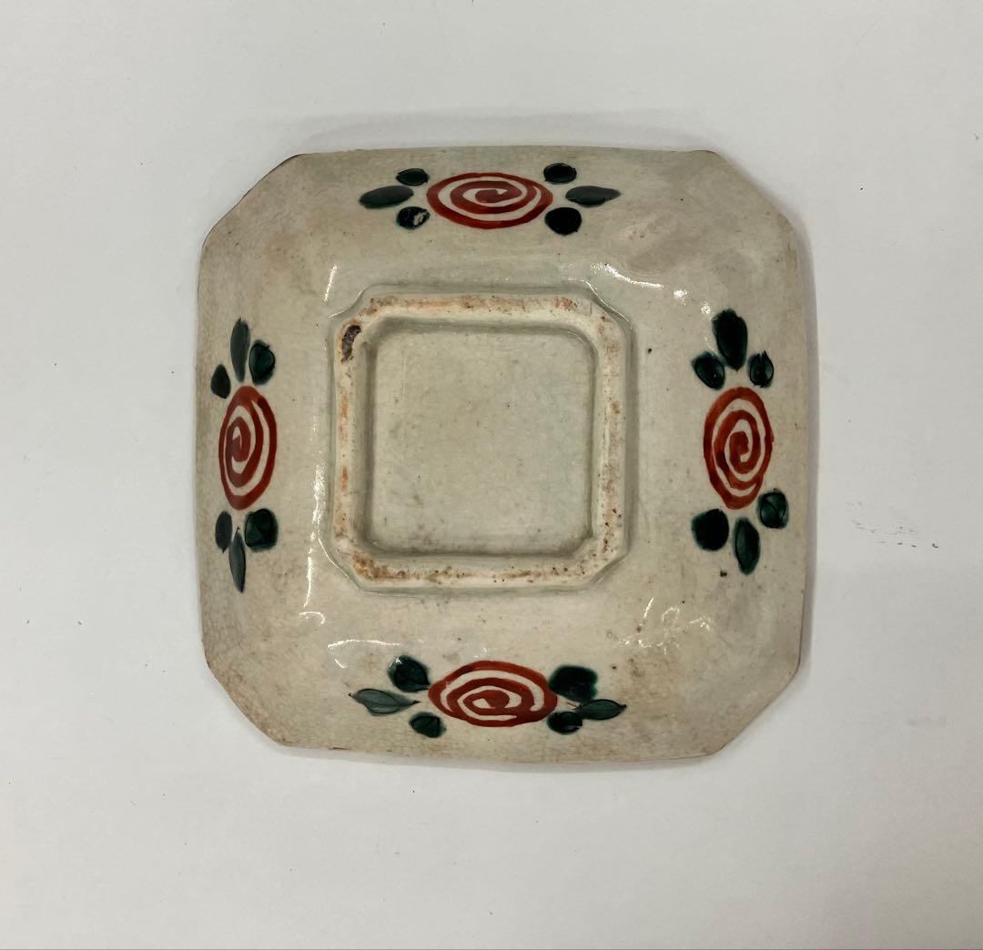 古九谷 角皿 花柄 江戸時代