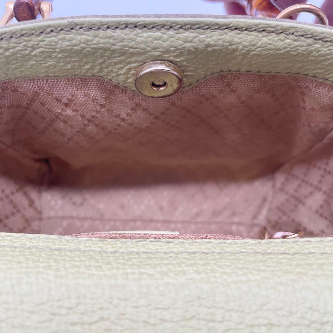 状態良　GUCCI 2way ミニ　ショルダーバッグ　バンブー　スエード　緑