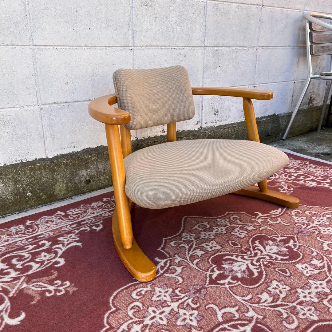 無限工房◾️かに座椅子 ローチェア 福竹産業 木製家具 リラックスチェア