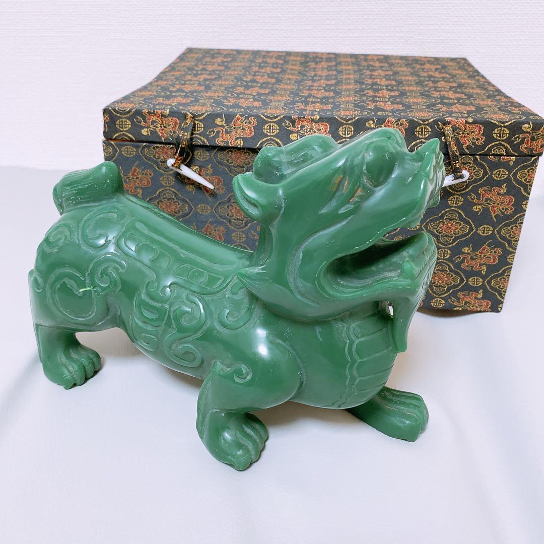 砡製　獅子置物　箱付 4.3kg