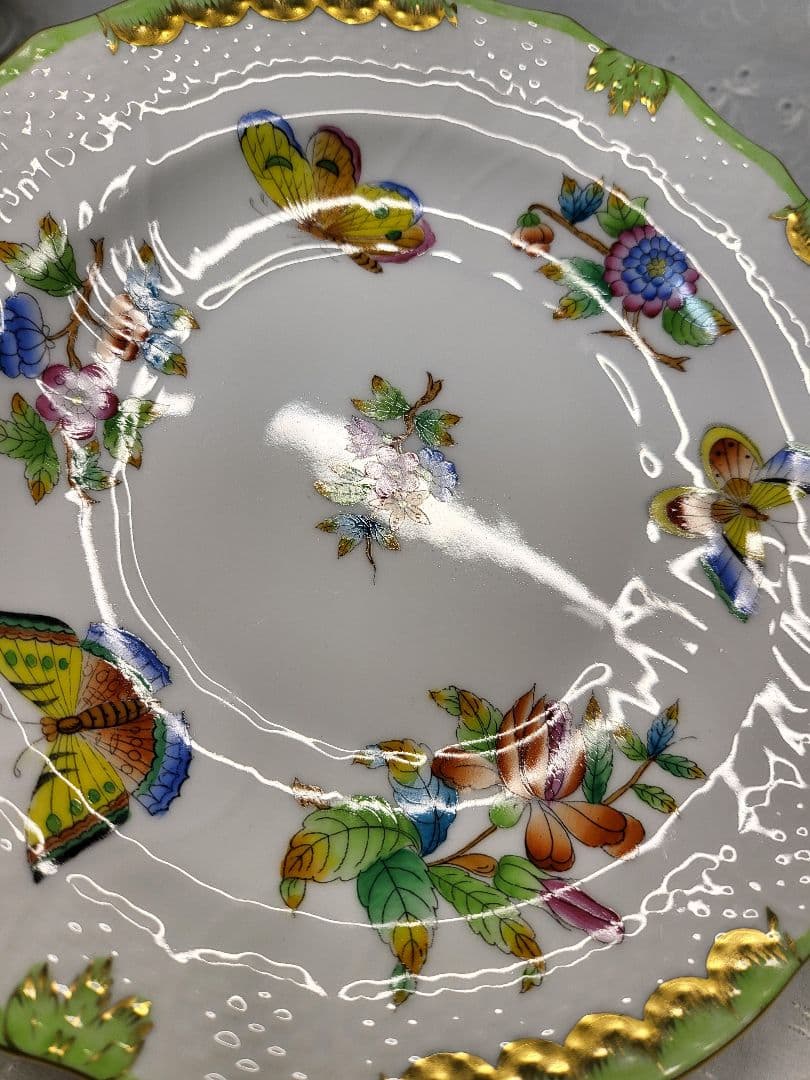 2枚✨ヘレンド ヴィクトリアブーケ サラダ デザート プレート 19皿 花蝶①
