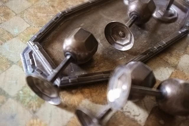 sold 1900s フランス 多数派オクトゴナル リキュールカップとトレイ