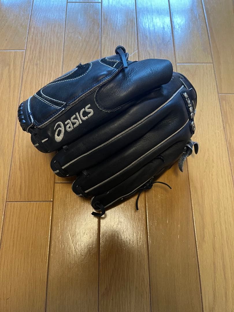 asics ブラック 軟式用グローブ