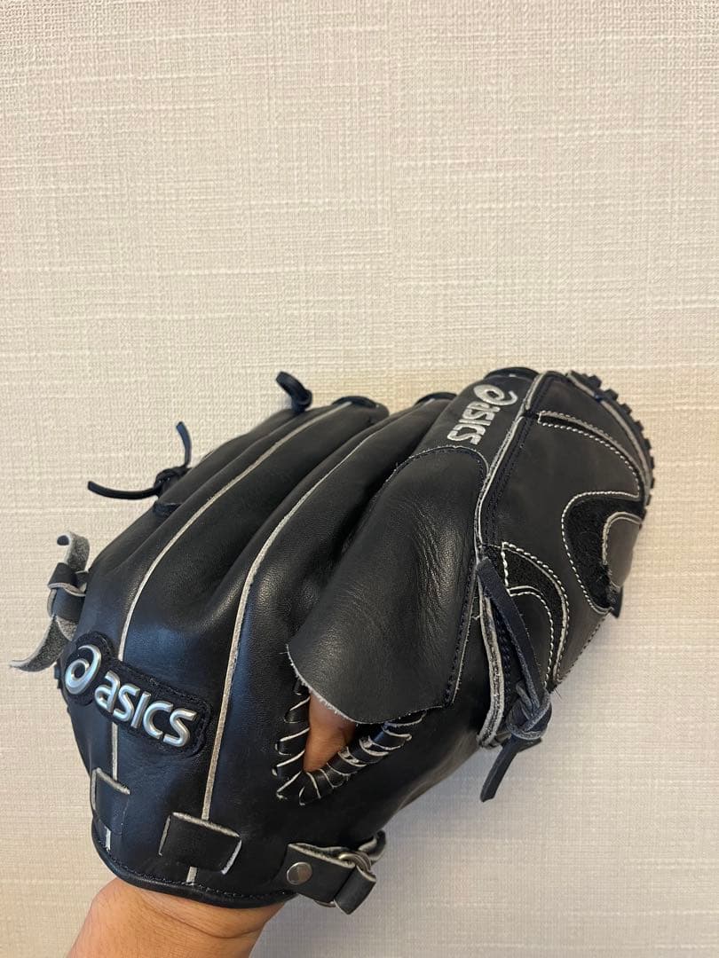 asics ブラック 軟式用グローブ