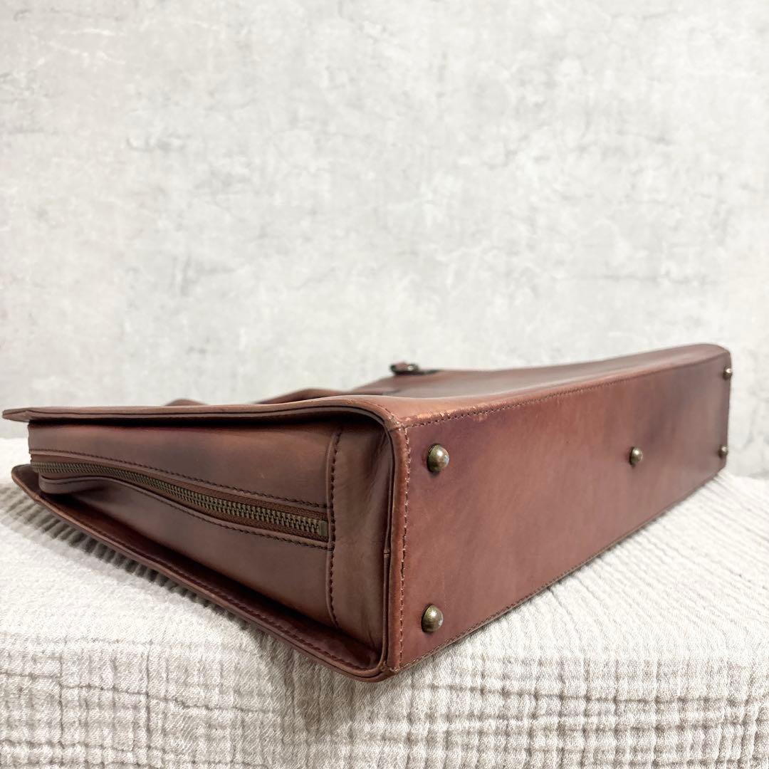 マザーハウス ビジネスバッグ 2way アンティーク レザー ブラウン