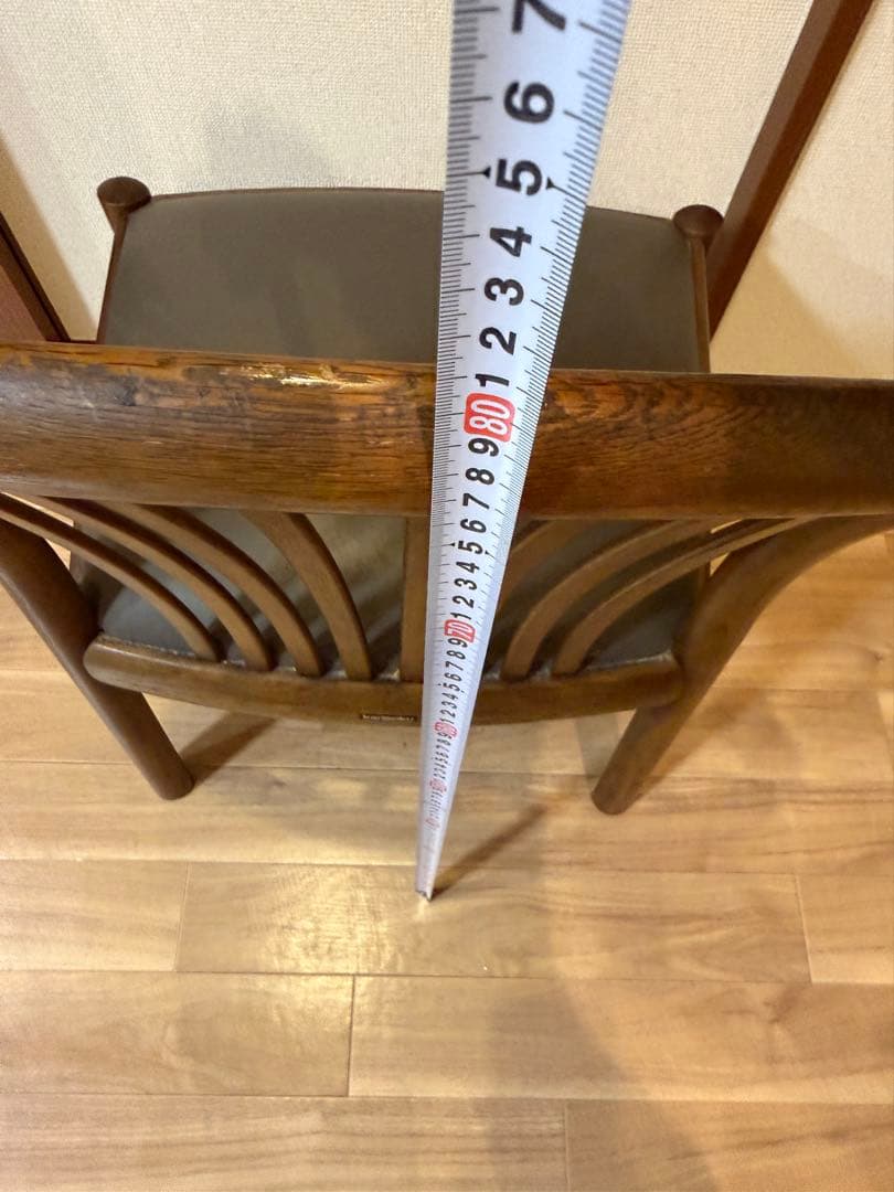 カリモク家具 ダイニングチェア 木製 レザー調座面 椅子　NO.3