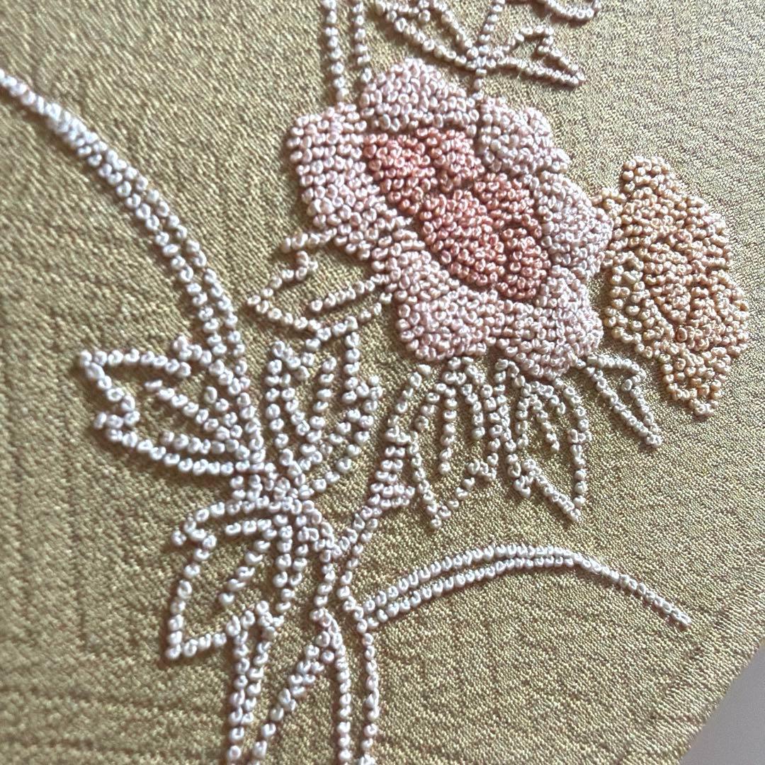 25 付け下げ訪問着フルセット 正絹 ベージュ 薄茶 総刺繍 相良刺繍 暈し染め