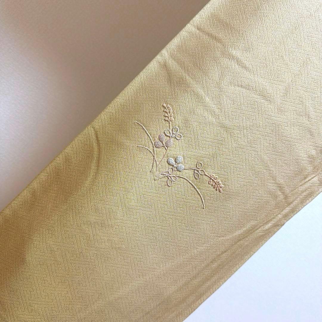 25 付け下げ訪問着フルセット 正絹 ベージュ 薄茶 総刺繍 相良刺繍 暈し染め