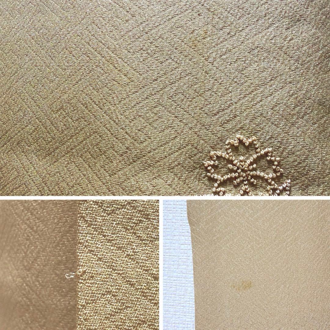 25 付け下げ訪問着フルセット 正絹 ベージュ 薄茶 総刺繍 相良刺繍 暈し染め