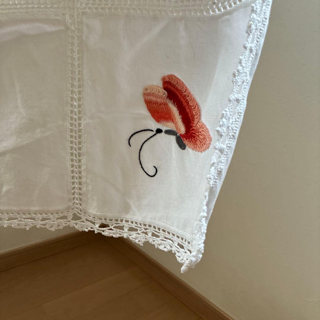 フランスアンティーク　刺繍ちょうちょレース