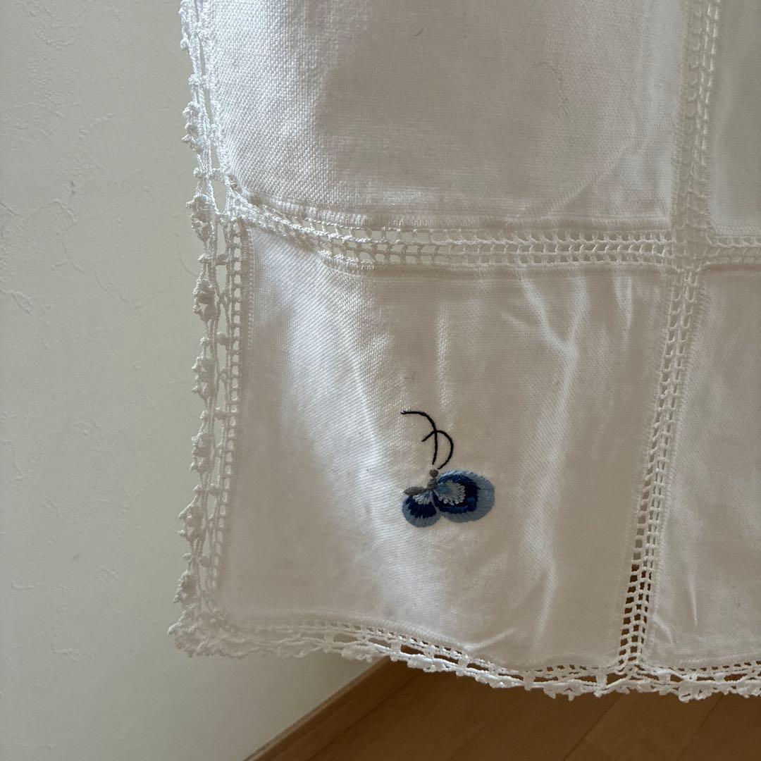 フランスアンティーク　刺繍ちょうちょレース