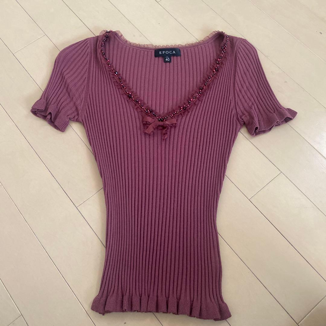 EPoca リブ編みパープルトップス ITL 40
