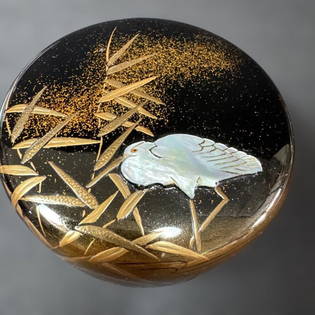 G30 送料無料　白鷺蒔絵　平棗　坂下廣作　茶道具　茶室　共箱　金彩蒔絵　螺鈿