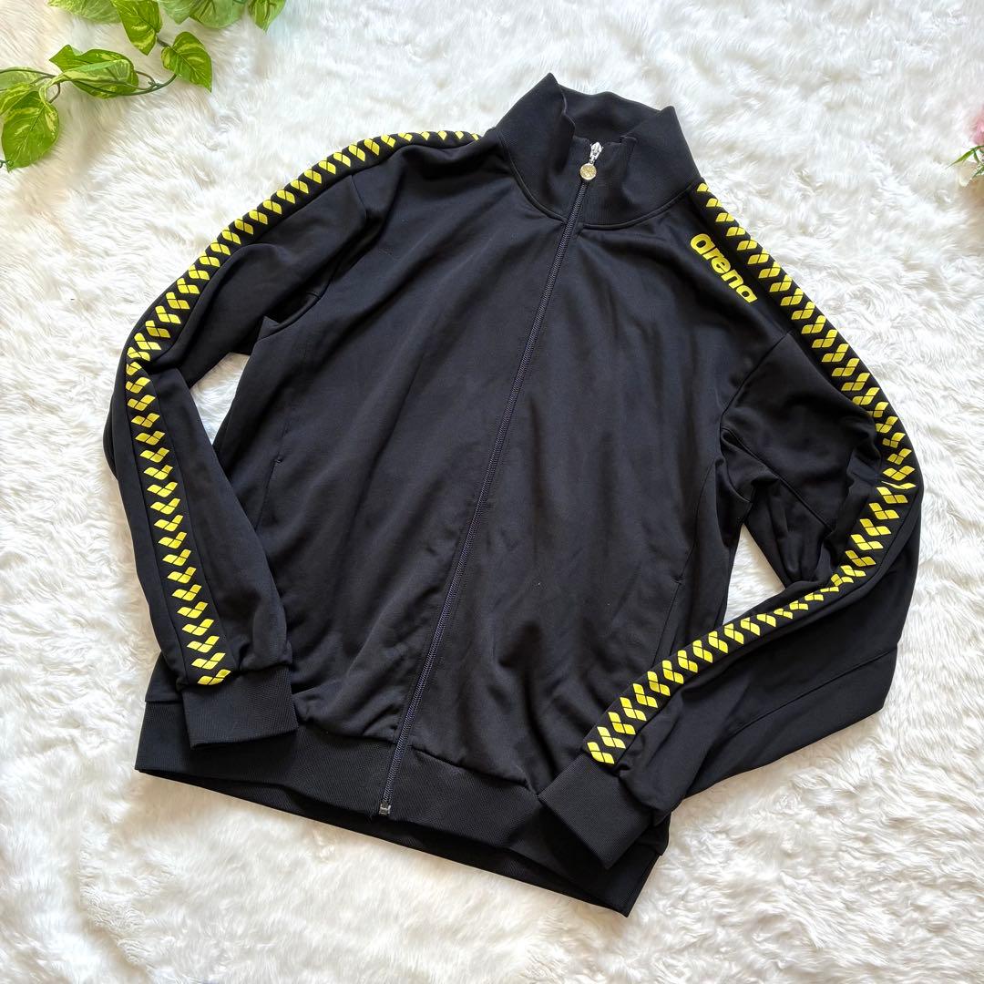希少XL・美品✨arena ジャージ 上下セット　Oサイズ　ロゴライン　黒