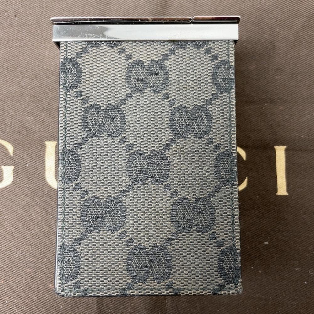 箱付き GUCCI シガレットケース GGキャンバス ブラック 黒 123033