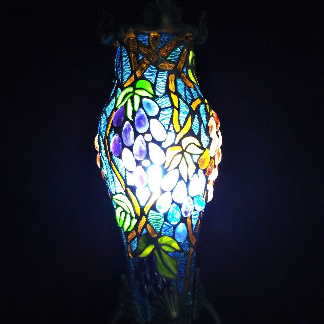 №照明館　アンティーク　ステンドグラス　ランプ葡萄　委託品