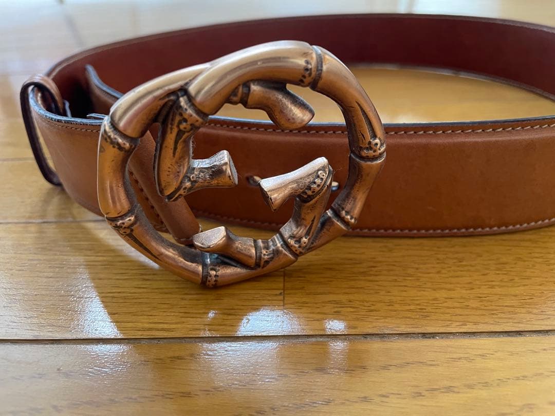 GUCCI バンブー風バックル レザーベルト