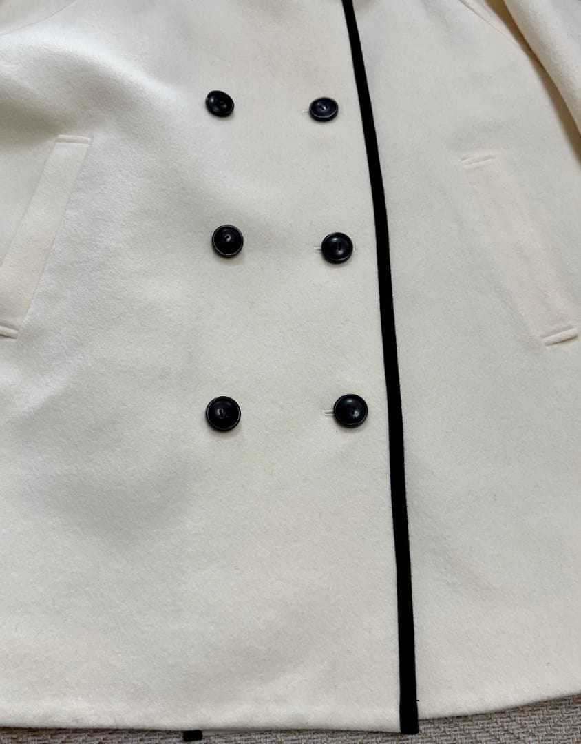 最終セブンテン seventen 美品 ダブルボタ2WAYコートオフホワイト S