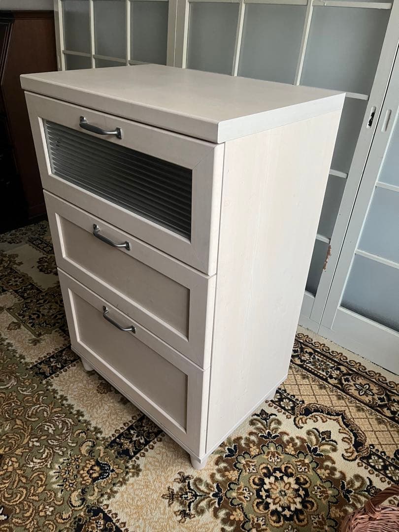 白家具 インテリア チェスト アンティーク モールガラス