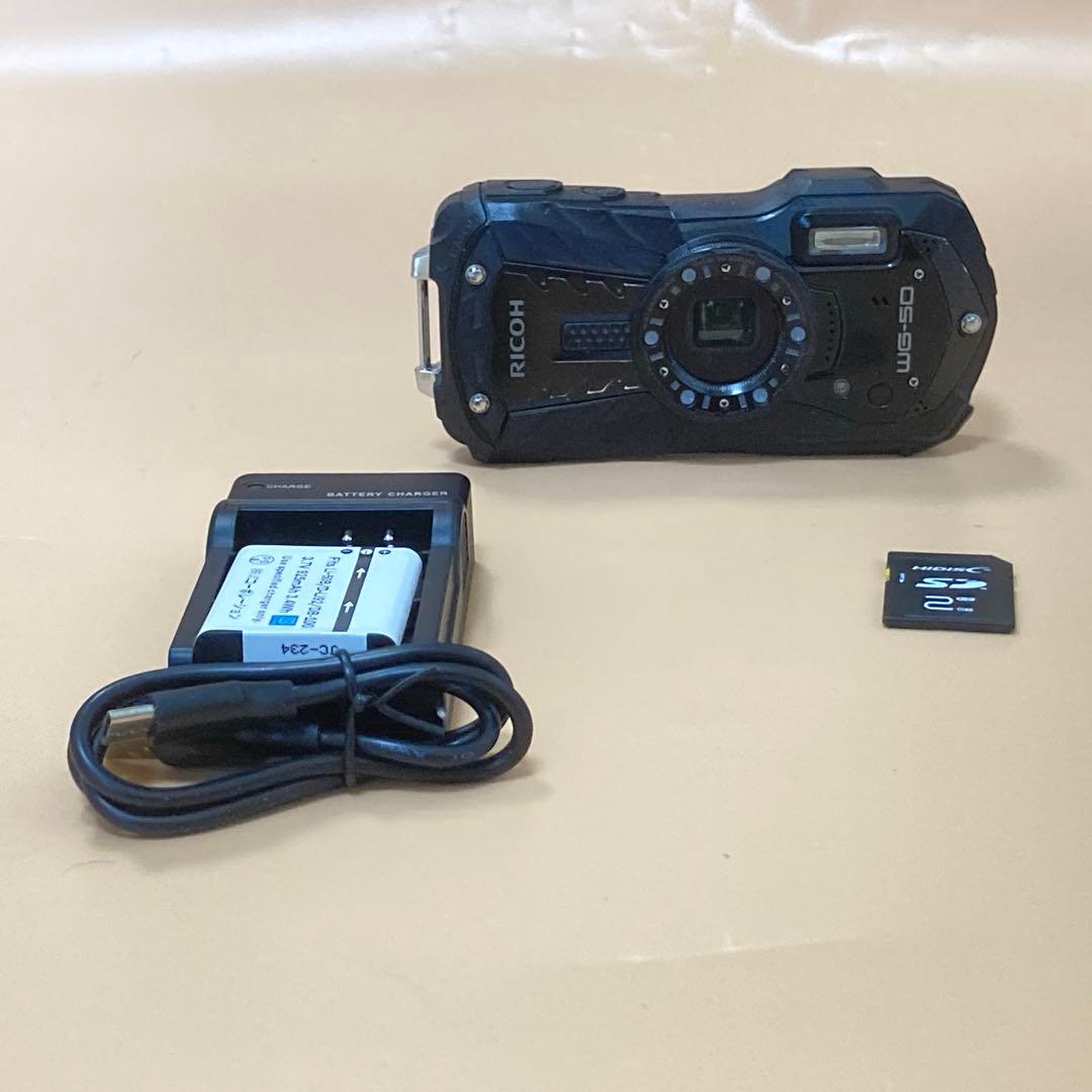 ◆SDカード付き◆RICOH WG-50 デジタルカメラ ブラック色