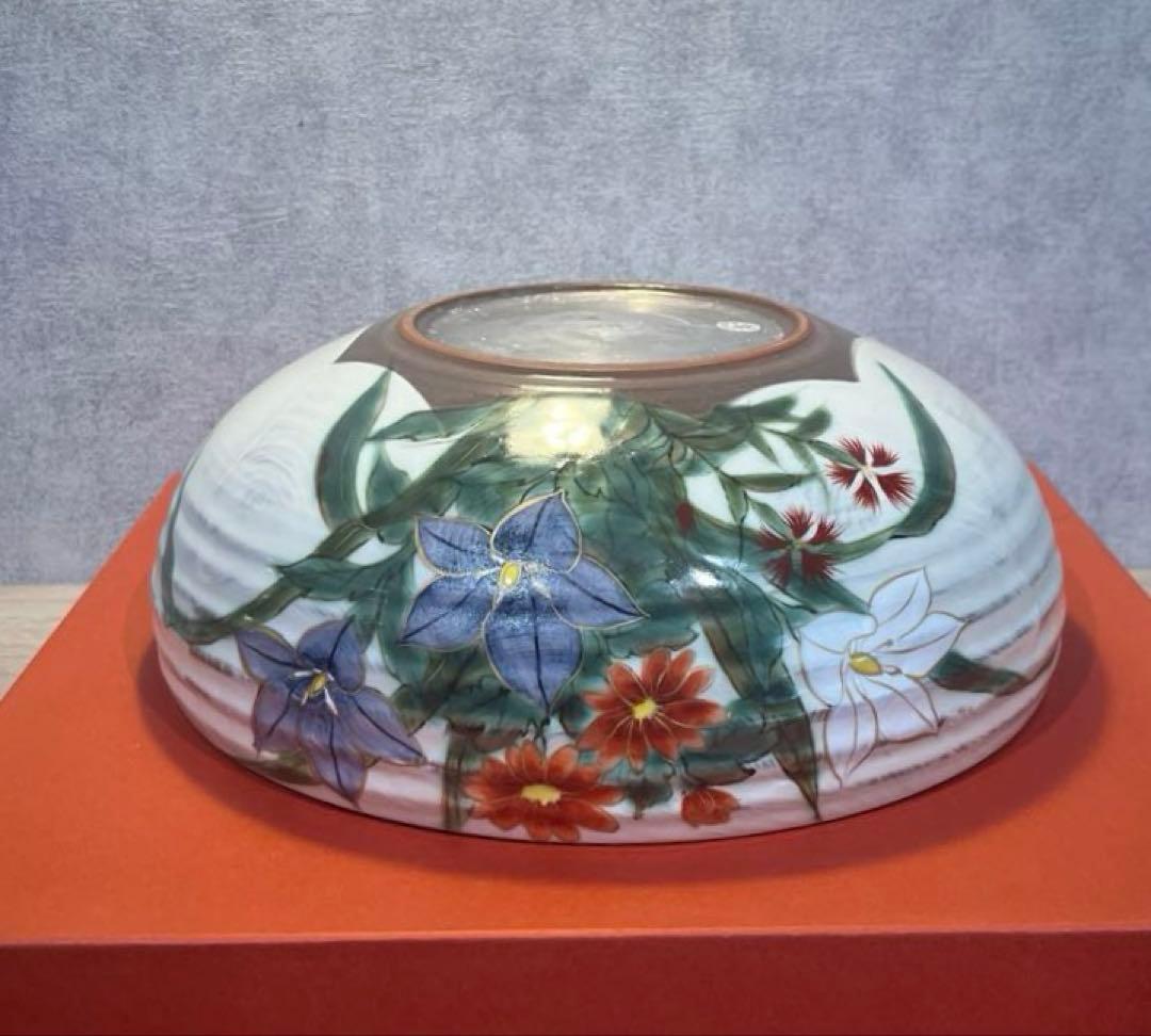 陶あん 京焼 清水焼 秋草文 桔梗 女郎花 深鉢 大鉢 菓子鉢