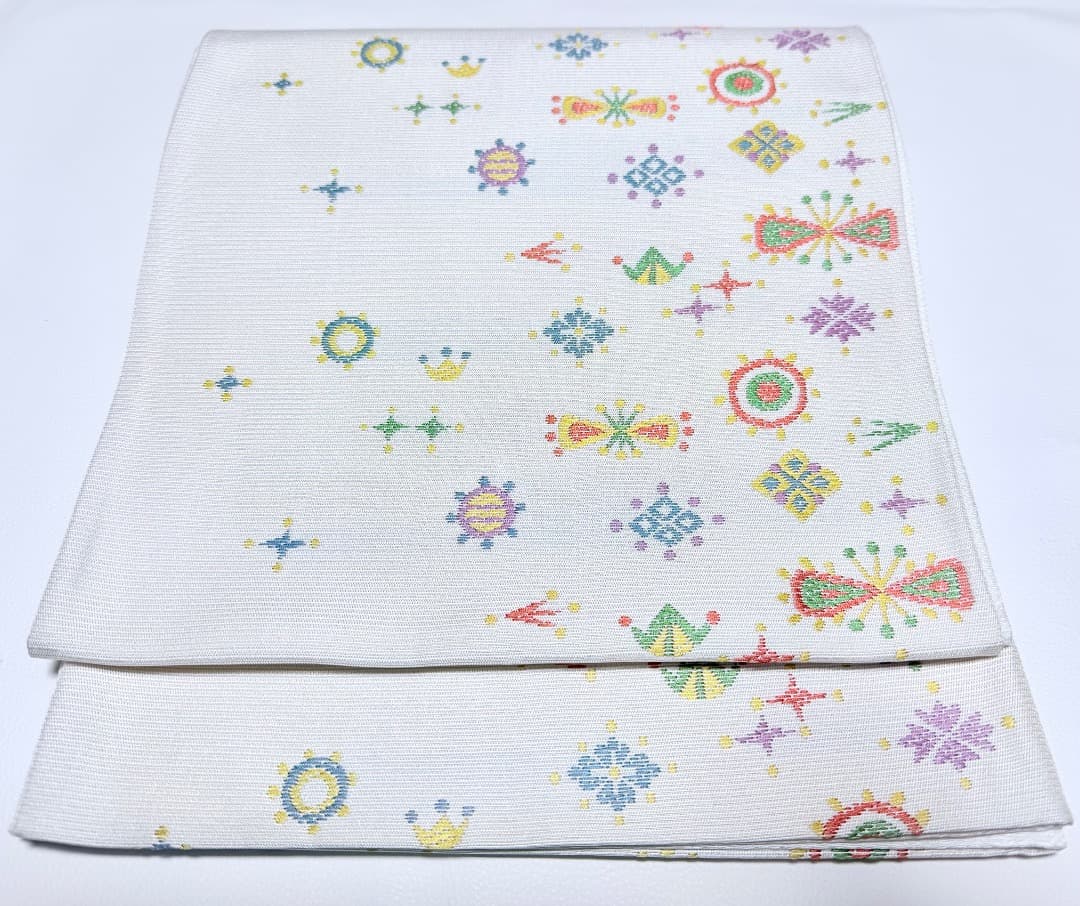 高級 名古屋帯 正絹 六通柄 服部織物 ホワイト 小紋 色無地 約40万円