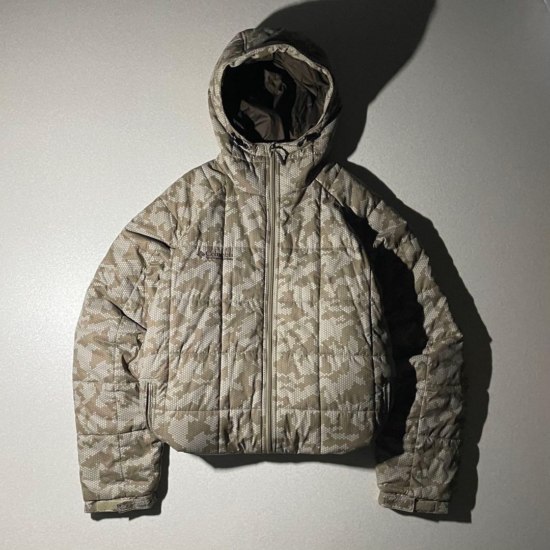 コロンビア hooded puffer jacket ハニカム　迷彩　XL 短丈