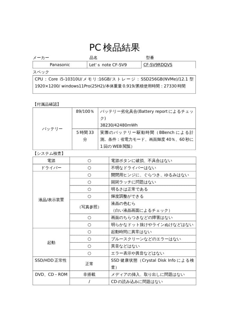 レッツノートCF-SV9/Core i5／メモリ16GB／SSD